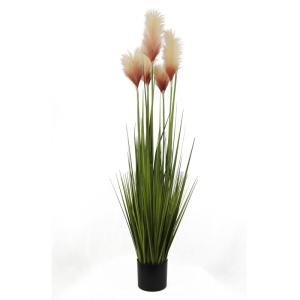 Kunstgras, kunstgras, decoogras, kunstplant, kamerplant, groene plant, kunstmatige plant, decoratie, in zwarte pot, zeer realistisch, groen (136 cm - artikelen. MN-KP-2225)