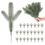 Kunstdennentakken, 24 stuks, kunstdennentakken, planten, dennentakken, decoratie, kunstdennentakken, als echte kunstdennentakken voor Kerstmis, tuindecoratie, lichtgroen