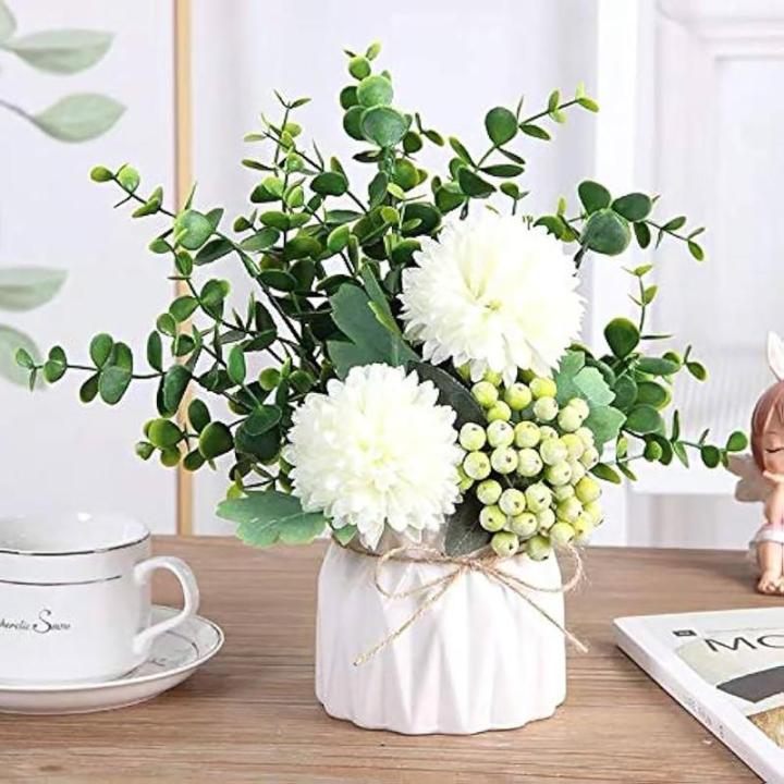 Kunstbloemen, , bloemen, 59 stuks, eucalyptus, hortensia, zijdebloemen als echte bloemstukken, tafel, kernstuk voor doe-het-zelf decoratie, woonkamer, slaapkamer,