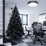 Schwarzer Weihnachtsbaum, künstlicher, beflockter Pop-Up-Weihnachtsbaum, Dekoration für den Außenbereich, Bleistift-Weihnachtsbaum aus Seide mit Metallständer für kleine Orte,