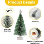 Weihnachtsbaum Klein mit Beleuchtung 3PCS Tisch Mini Weihnachtsbaum Geschmückt mit LED Lichterkette Tabletop Kleiner Weihnachtsbaum Mini Tannenbaum Künstlich Klein Weihnachtsdeko