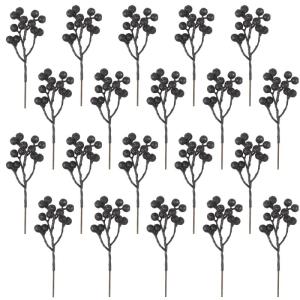 Kunstzwarte bessen van 18 cm, voor kerstboom, decoratie, hulstbessen, takken, decoraties voor Kerstmis, thuis, hulstbessen voor handwerk, winter, vakantie, bruiloft, decoratie, 20 