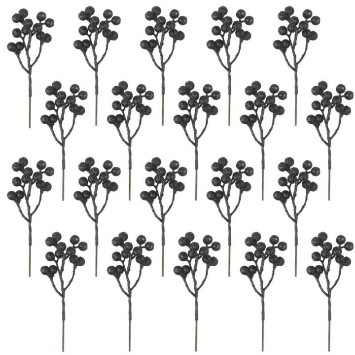 Kunstzwarte bessen van 18 cm, voor kerstboom, decoratie, hulstbessen, takken, decoraties voor Kerstmis, thuis, hulstbessen voor handwerk, winter, vakantie, bruiloft, decoratie, 20 