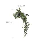 kunstplant hangplant met pot, set van 2, namaakplanten, realistische nepplanten, HxØ: 60 x 20 cm, groen/zwart