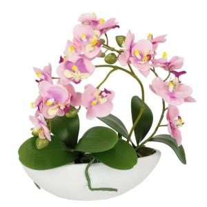 Kunstorchidee in schaal, 27 cm, kunstbloem, kunstorchidee, phalaenopsis met pot, kunstplant, bruiloft, decoratie, vlinder, phalaenopsis, decoratieve bloem, zijden bloemen, bloemstu
