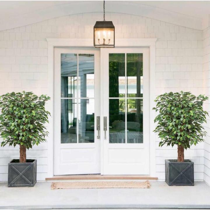Ficus Benjamini , grote kunstboom, 123 cm hoog met 672 bladeren, ideaal voor de eetkamer en entree en interieurdecoratie