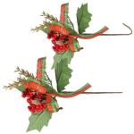 6 x decoratieve maretak, decoratieve maretakjes om op te hangen, decoratieve takken als knutselbenodigdheden, verfraait geschenken en potpourris (6 stuks - rood + groen + bruin)