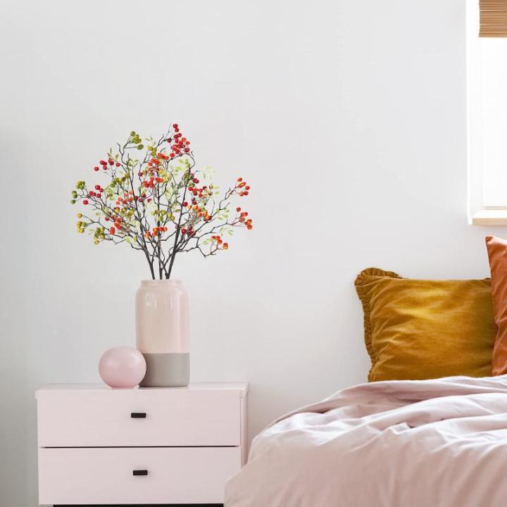 4 Stück künstliche Beerenzweige mit langem Stiel, 60 cm orangefarbene Beerenstiele, künstlicher Beerenstrauß für Tischdekoration, Vase, Zuhause, Weihnachtsdekoration, 27.5 Inc
