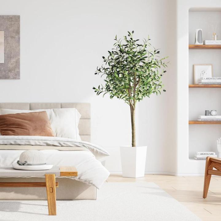 Olijfboom, kunstplant, 150 cm, grote kunstolijfboom, kunstboom, net echt voor woonkamer, slaapkamer, kantoor, decoratie