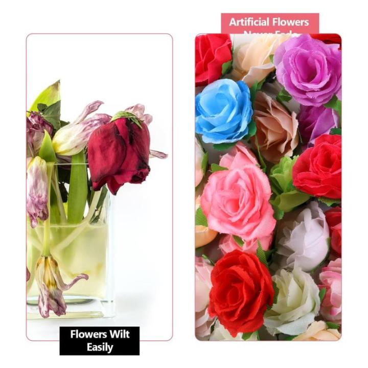 80 stuks kunstbloemen, kunstbloemen, rozen, kunstbloemen, kunstbloemen, namaakrozen, decoratie, zijden bloemen, kunstbloemen om te knutselen, voor bruiloft, feest, decoratie, doe-h