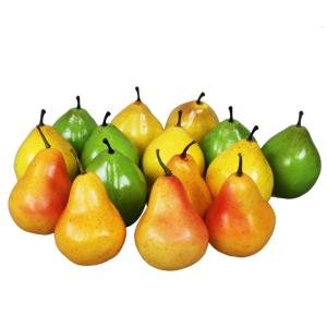 Kunstdecoratieve peertjes, 15 stuks (kleurrijk, 20-40 g/stuk) - levensecht plastic fruit, plastic vruchten, voor decoratie, etalage, huishouden, keuken, feest, hotel, kinderkeuken,
