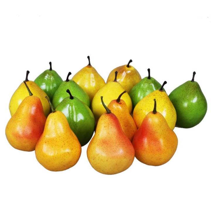 Kunstdecoratieve peertjes, 15 stuks (kleurrijk, 20-40 g/stuk) - levensecht plastic fruit, plastic vruchten, voor decoratie, etalage, huishouden, keuken, feest, hotel, kinderkeuken,