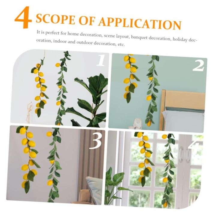 8 STK Simulation Zitronenrattan Sommerdekoration Sommergrüne Girlande Sommerkranz Vor Der Haustür Gelbe Girlande Szene Sommerliche Zitronengirlande Obstpflanzen Yellow Plastik