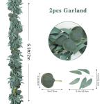 2 stuks kunstmatige eucalyptus slingers stam bladeren takken, 15 voet nep eucalyptus bladeren wijnstokken voor bruiloft tafel achtergrond boog muur decor deuropeningen decoratie bi