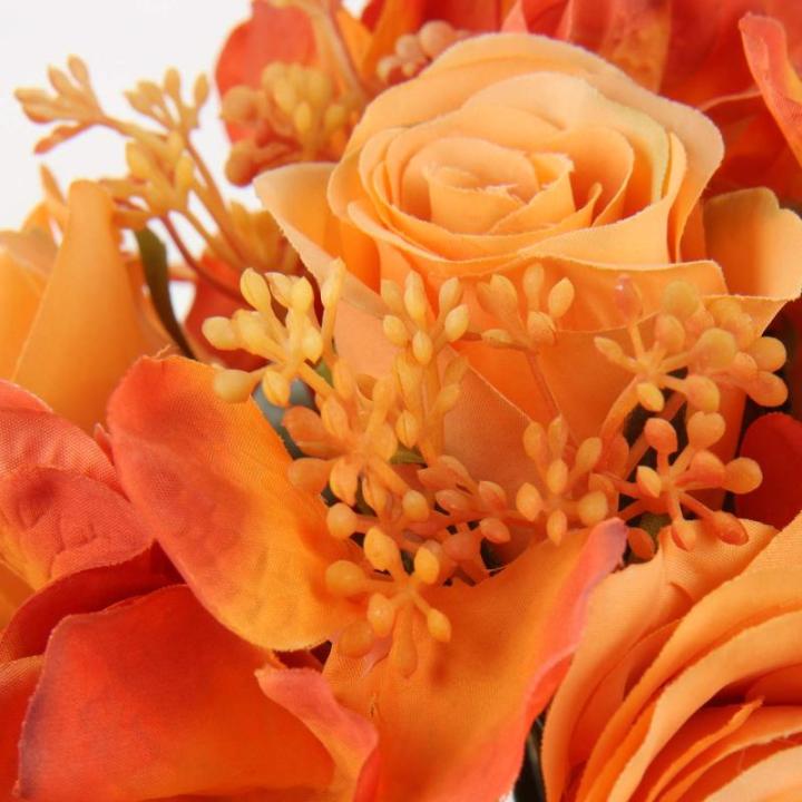 Kunstbloemen kunstboeket kunstplant bloemstukken set van 2 hortensia rozenboeket hoogte 30 cm decoratieve plant voor arrangementen feestdag tafel of bruiloft
