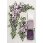 Künstliche Hochzeitsbogenblumen (5er-Pack) mit 2 Blumengirlanden und 3 durchscheinenden Gaze-Drapierstoffen für Hochzeitsfeier, Kaminsims, Tischläufer, Heimdekoration, 4