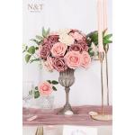 Kunstbloemen, rozen, 25 stuks, echt touch, rozenbloemen met steel, voor doe-het-zelf bruiloftsboeketten, bruidsdouche, tafelopzetstukken, bloemstukken, feesttafels, woondecoraties,