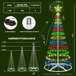 Kerstboom, metalen kegelvorm, 156 leds, lichtboom, 8 modi, timer, waterdicht, kerstverlichting, buitenverlichting, kerstverlichting voor tuin, balkon, kerstdecoratie buiten, vierkl