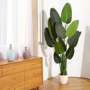 Künstliche Pflanze Künstlicher Paradiesvogel Baum 180 cm Plastik Pflanze Palme im Topf Tropical Hawaii Grün Fake Plant für Schlafzimmer Wohnzimmer Garten Deco (1 Stück)