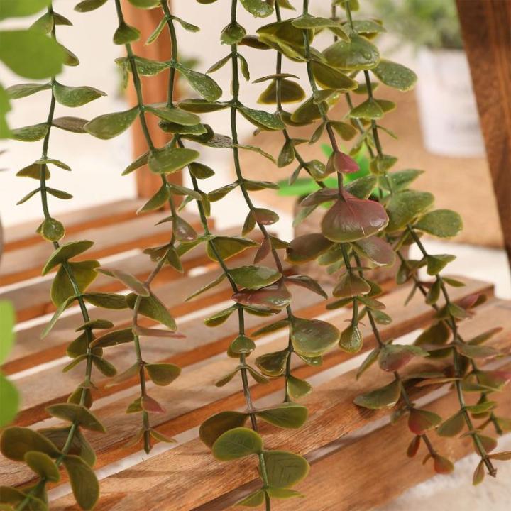 2 stks Nep Hangende Planten Nep Ingemaakte Eucalyptus Groen Planten Kleine Faux Planten Voor Indoor Outdoor Plank Muur Decor