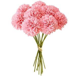 Hortensiabloemen, 12 stuks, , chrysant , herfst, zijden bloemen, kunstmatige hortensia, voor bruiloftsdecoratie, woondecoratie, tuinfeestdecoratie, 28 cm (roze)