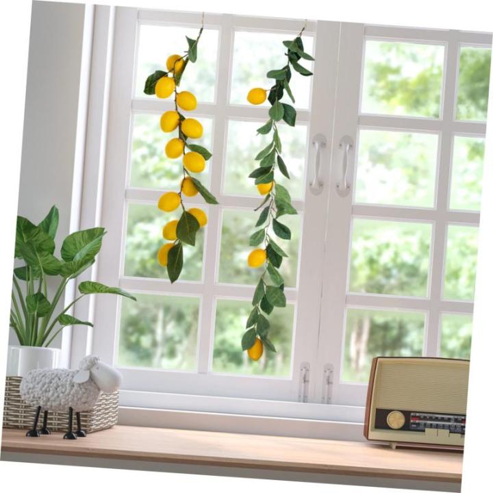 6 STK Simulation Zitronenrattan Grüne Blättergirlande Szene kunstplflanze Artificial Plant gelbe Eukalyptusgirlande Dekor Sommerliche Zitronengirlande Sommerdeko Plastik Yellow
