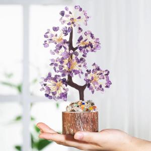 Amethist steen boom edelstenen kristallen paars decoratieve steen grote levensboom geldboom kristal geluksbrenger boom spirituele geschenken veel geluk