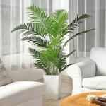 Künstliche Areca Palme 160 cm Fake Palm Tree 17 Stämme Faux Tree für Indoor Outdoor Modern Decor Feaux Dypsis Lutescens Pflanzen im Topf für Home Office (1 Stück)