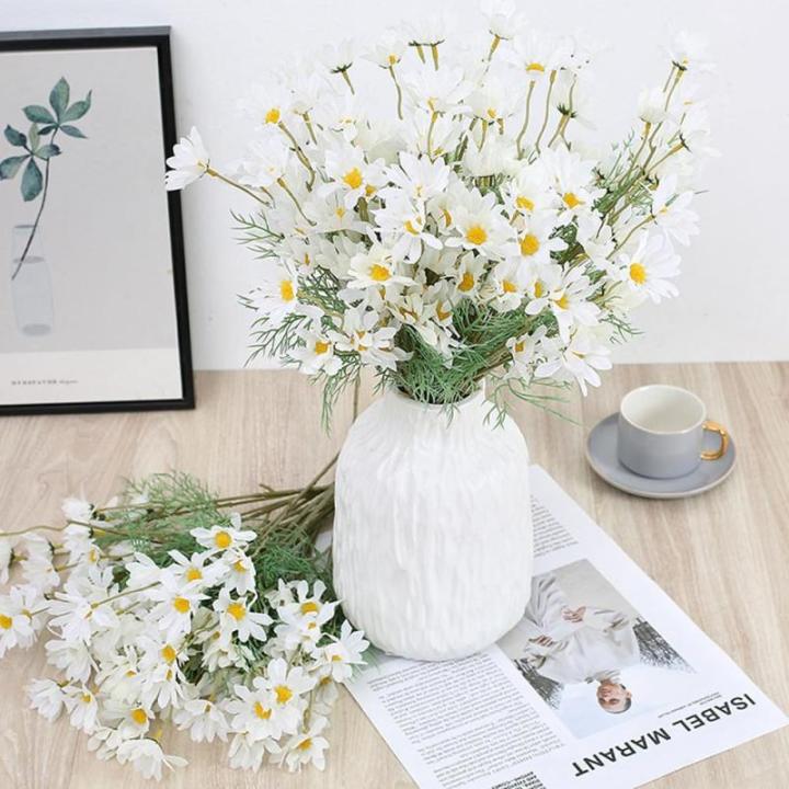 15 bundels kunstmatige madeliefje bloemen 21 inch hoge kleine madeliefje kunstbloemoutdoor UV-bestendige zijden bloemen nep wilde bloemen faux groen struiken planten met - voor bru