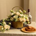 4 Bündel Pfingstrose Künstliche Blumen Champagner Blumen Seidenpfingstrosen Blumensträuße für Hochzeit Partei Tischaufsätze Blumenarrangement Heim Küche Dekor