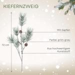 Kerstdennentak, grijs-groen, 72 cm, kunstdennentak met natuurgetrouwe dennenappels en naalden, kerstdecoratie, tafeldecoratie voor Kerstmis, kerststuk