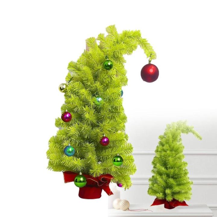 Christmas PVC Crooked Neck Christmas Tree, Christmas Tree With Ball Ornaments, Artificial Christmas Tree, Funny Shaped Christmas Tree, Indoor Ornaments for Christmas Decoration (60