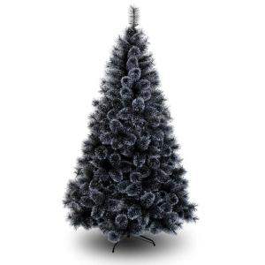 Weihnachtsbaum, 5 Fuß künstlicher, mit Schnee beflockter Weihnachtsbaum, schwarzer, schneebedeckter Weihnachtskieferbaum mit Reißverschluss (Schwarz 1,5 m/5 Fuß) (Schwarz 1,8 m
