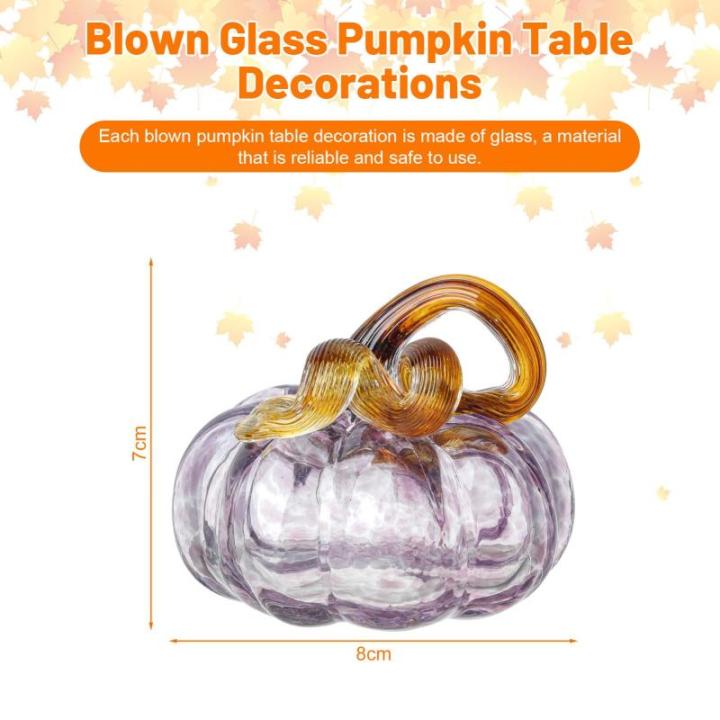 Herbstdeko Tischdeko Glas Kürbis,Herbst Dekoration Kürbisfigur für Herbsternte Dekor,8cm Glas Kürbis Sammelfiguren Tischakzent für Tischdeko,Erntedankfest Thanksgiving Hallowe