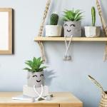Kunstplant in pot, mini-kunstvetplanten, met hangende poten, emotioneel cement, potplant, faux decoratieve plant voor kantoor, woonkamer, tafeldecoratie, boekenkast, kerstdecoratie
