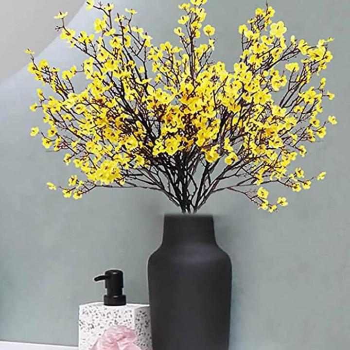 Künstliches Blumenarrangement,Künstlicher Blumens Baby Breath Seide mit langen hohen Stiel Europäische Kunst Dekor gefälschte Blumen natürliche Gypsophila Zweige(Yellow)