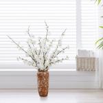 Faux Cherry Blossom Zweige 5pcs 39 Zoll realistische Kirschblütenstiele mit 4 Stielen Seidenkirschblütenblumenzweige für Vase Lange Stiele falsche Blüten Vase -Arrangements Wei