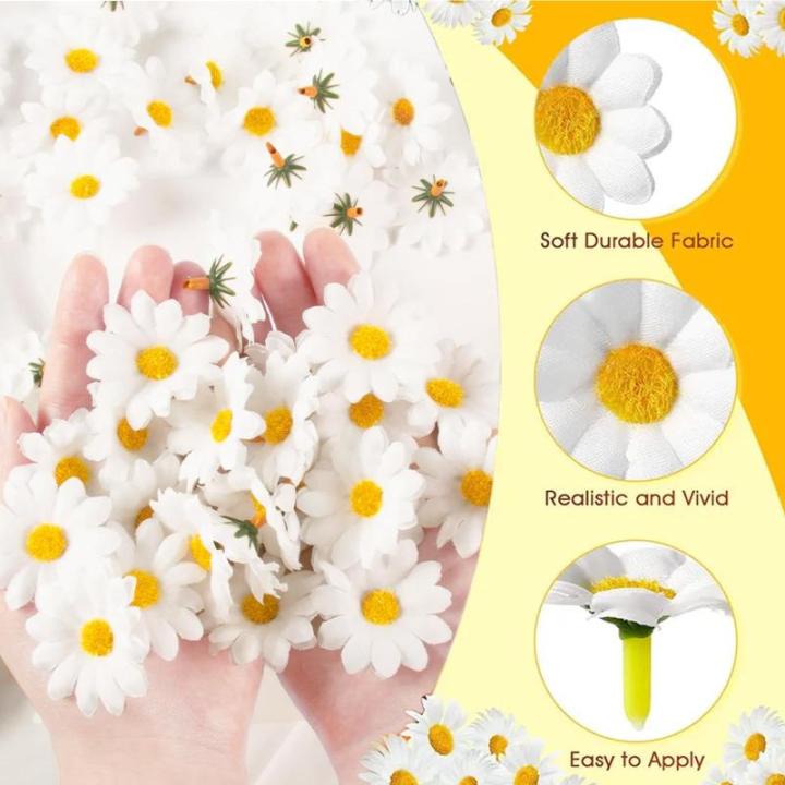 Kunstmadeliefjes, 200 stuks, bloemenboeketten, decoratie, , decoratie voor feestjes, bruiloften, knutselen, decoratie, handwerk, wit