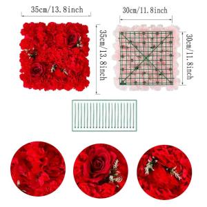 Künstliche Blumen-Wand, Für Hochzeit, Party, Draußen, Drinnen, Garten, Hinterhof, Wanddekoration, Rot(Color:6pcs)