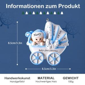 Gepersonaliseerde kersthangers met naam Baby's eerste Kerstmis - 2023 kunsthars kerstboomversiering, gepersonaliseerde , cadeaus voor baby's, zoons, kleinkinderen kinderwagen