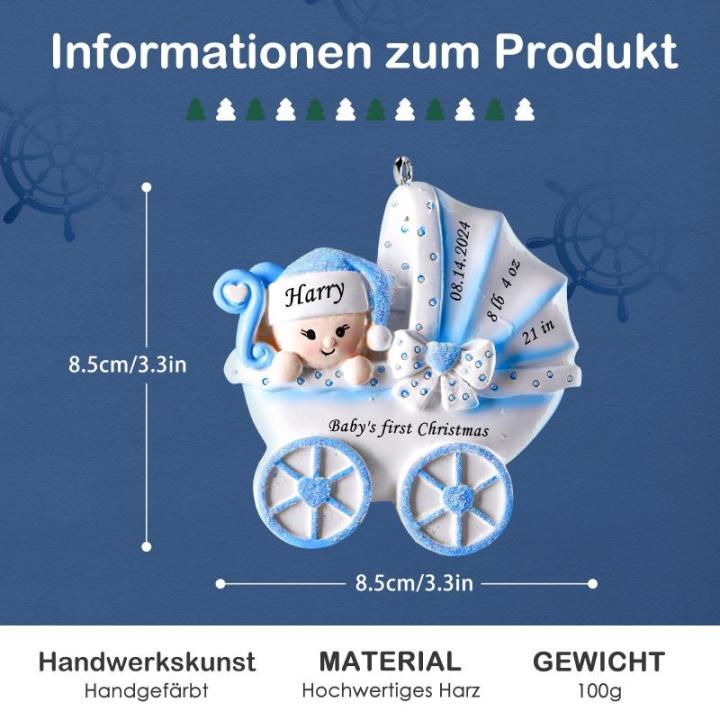 Gepersonaliseerde kersthangers met naam Baby's eerste Kerstmis - 2023 kunsthars kerstboomversiering, gepersonaliseerde , cadeaus voor baby's, zoons, kleinkinderen kinderwagen