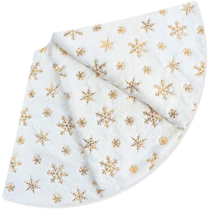 Kerstboomdeken, 120 cm, kerstboomdeken, wit, voor sneeuw, kerstboomdecoratie, dennenboomdeken met sneeuwvlokken, pailletten, tapijt, rond, voor vrolijk kerstfeest, deken, rok, deco