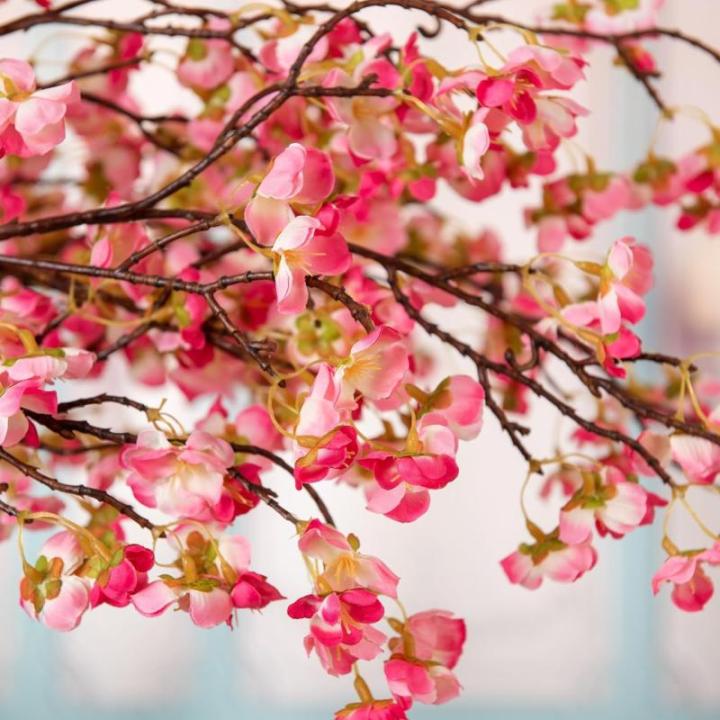 4 stuks kunstkersenbloesem, takken, roze perzikbloemen, 100 cm, kunstbloemen, bulk, lente, zijden bloemen, planten, bundel, lange stelen voor bruiloft, feest, tafel, vaas, decorati