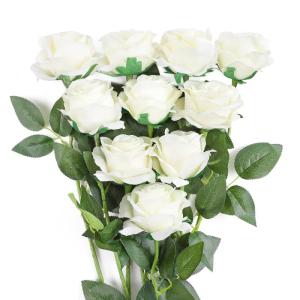 10 stuks zijden kunstrozen, bruidsboeket, bloemen voor tuin, verjaardagsfeest, thuis, bruiloftsdecoratie, witte rozen