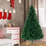 2,44 m künstlicher Weihnachtsbaum, unbeleuchtet, künstlicher Weihnachtsbaum mit Scharnier, 1138 Zweigspitzen und faltbarem Metallständer, Weihnachtsweihnachtsbaum für Zuhause, 