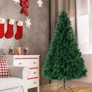 2,44 m künstlicher Weihnachtsbaum, unbeleuchtet, künstlicher Weihnachtsbaum mit Scharnier, 1138 Zweigspitzen und faltbarem Metallständer, Weihnachtsweihnachtsbaum für Zuhause, 