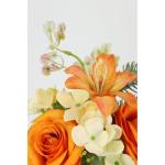 Kunstblumen-Strauß Rosen Lilien Hortensie 35cm 2er Set Blumensträuße Seidenblume Dekoblume Bouquet Hochzeit Blume Mittelstück Tischdeko unecht Grableger Grabschmuck Aufleger Gr