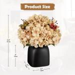 Kunstbloemen als echte kunstmatige hortensia, ivoor, decoratieve bloemen met bessen, in zwarte keramische vaas, bloemstuk voor kantoor, woonkamer, badkamer, herfst, decoratie