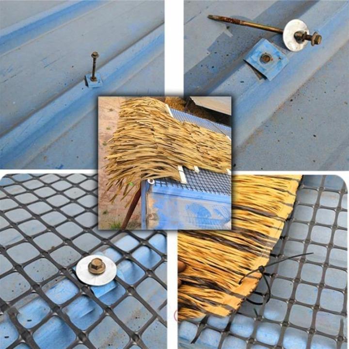 Kunststrotegels, kunststof stro houten huis paviljoen dak decoratief gesimuleerd stro vlamvertragend anti-aging (kleur: 10 stuks, maat: 50 x 50 cm)