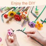 Künstliche Blumen Bauset Blumen Pflanzen Blumenstrauß Gefälschte Blumen für Dekorationen, Dekoration Blume Roses Erwachsene für Zuhause Geschenk, DIY Geschenke Ziegelblumen, N